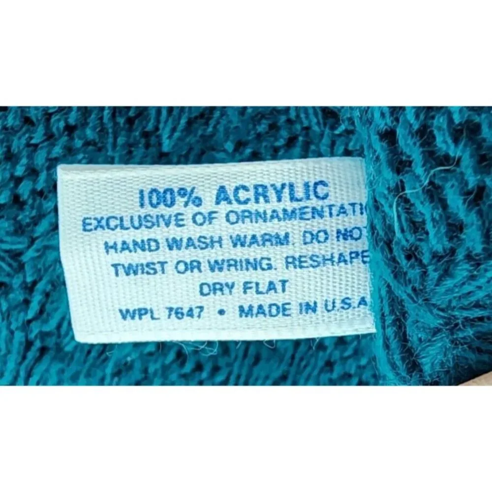Vtg‎ Everitt Set of 2 Knit Scarf/Hat with Faux Fur Trim Blue/Black 100% Acrylic